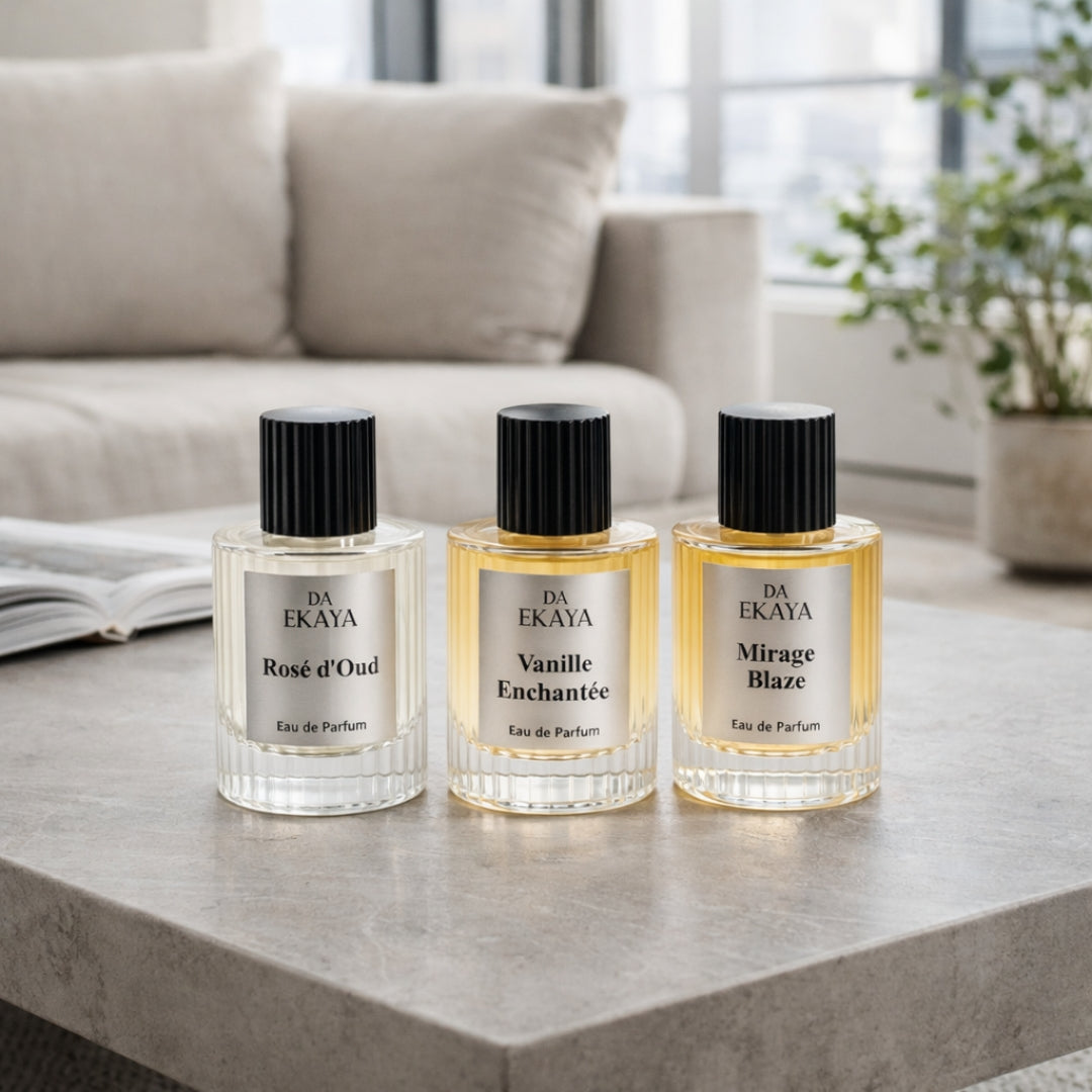 Unisex Perfume Gift Set – 3 x 30ML (Mirage Blaze • Rosé d’Oud • Vanille Enchantée)